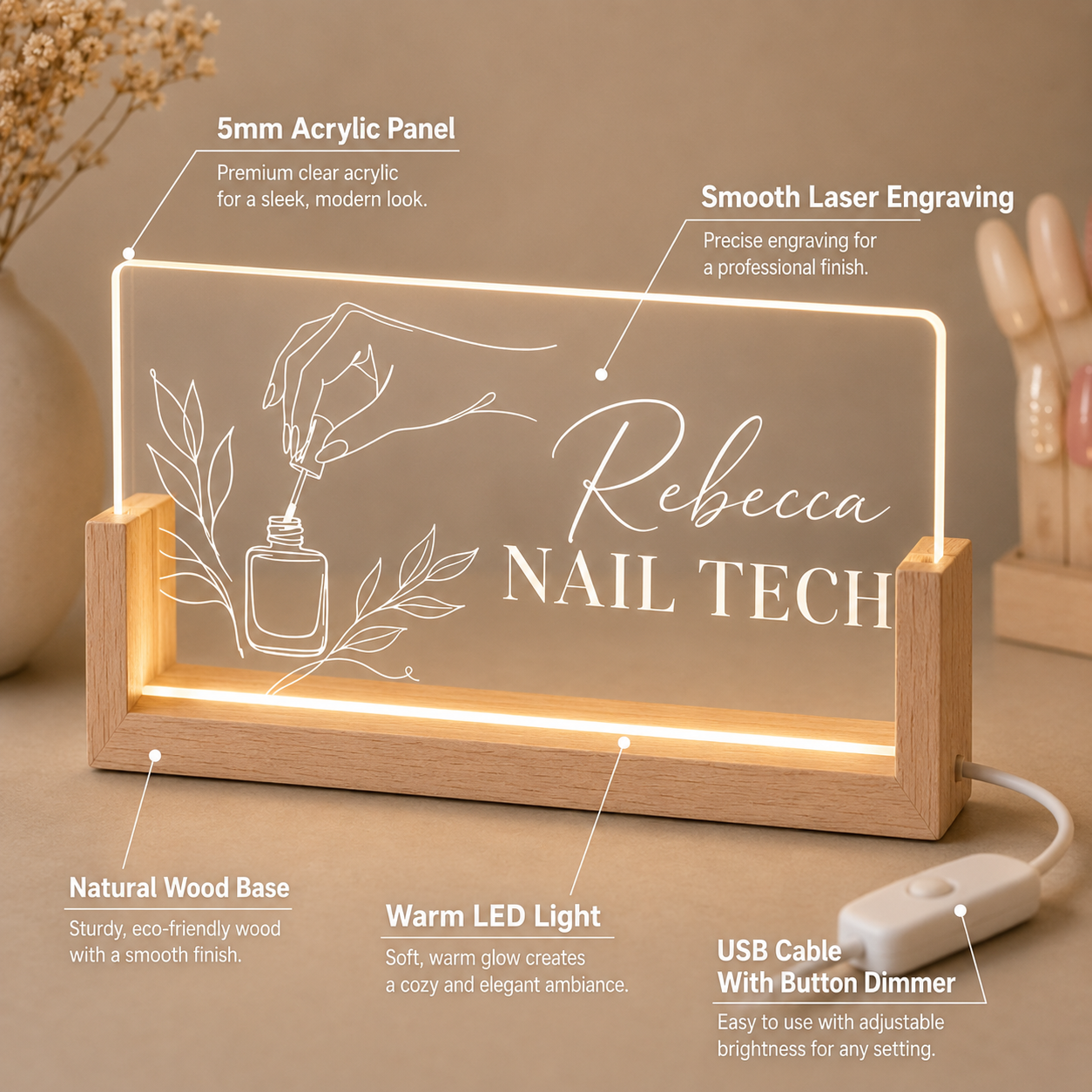 Custom Acrylic Desk Name Plate - Office Tech Logo 评论和价格
