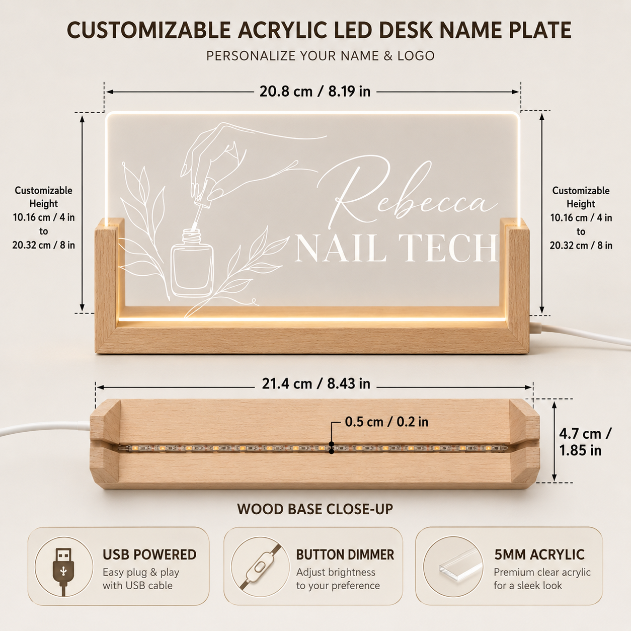Custom Acrylic Desk Name Plate - Office Tech Logo 评论和价格